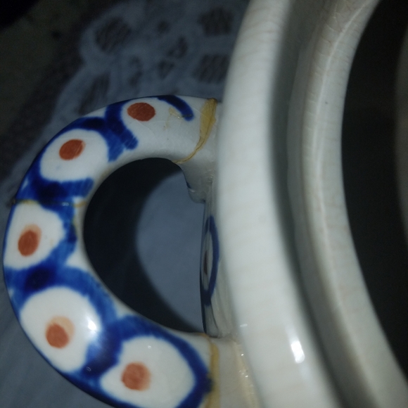 BOLESLAWIEC POLISH BEAN POT PEACOCK EYES - Picture 7 of 8